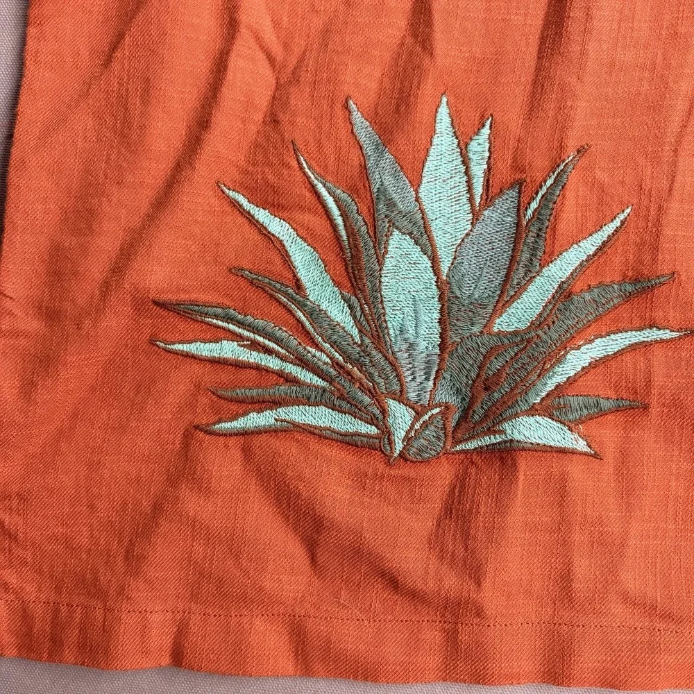 Lucky Brand Tequila Time Rust Camp Shirt Mens XL Embroidered Western 168465 NWT